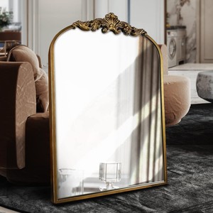 Miroir mural ovale en bois avec cadre de design traditionnel peint à la main |   Bois de pin durable et écologique provenant de l'Uttar Pradesh - Product Image 3