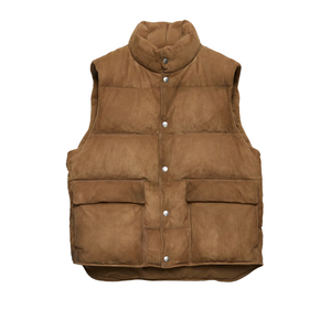 top trending Men's Cowhide Suede Down Vest Luxury Puffer Vest Winter Outdoor Vest OEM Private Label leather good manufacturer - Product Image 6