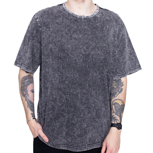 Camiseta de punto para hombre, estilo nuevo, corte regular, moda urbana, lavado ácido, 100% algodón, ecológica, de secado rápido y transpirable, al por mayor - Product Image 1