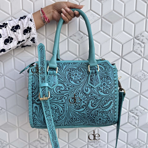 2026 New Hand Tooled Carving Leather Speedy Handbag Gypsy <b>Boho</b> Shoulder Handmade Western Turquoise Colour Stylish Multi Uses <b>Bag</b> - Product Image 1