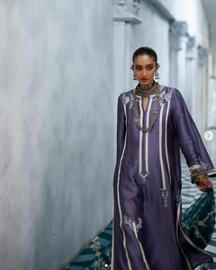 SADIA AUN HUTE COUTURE Purple Cotton <b>Kurta</b> Teal Border Traditional <b>Indian</b> Casual Wear Regular Length Regular Fit Women's Stylish - Product Image 2