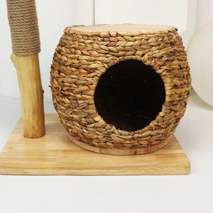 Luxury Solid Wood Rattan Cat House & <b>Nest</b> with Grab Board and Climbing Frame Christmas Edition for Cats and Dogs - Product Image 6
