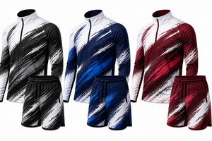 Men's Quarter-<b>Zip</b> Pullover Shorts Set Digital Printing 100% Polyester Knitted Breathable Quick Dry Casual Spring Wear - Product Image 4