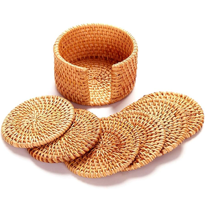 Hot Sale Hand Woven Rattan Coaster/<b>Placemats</b> Eco-Friendly 6 Pieces kitchenware <b>Set</b> Unique Design Most Popular Item - Product Image 1
