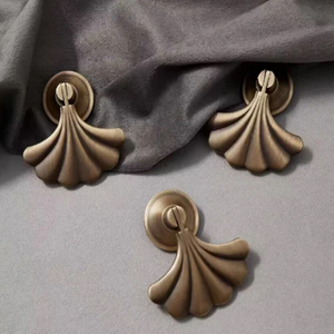 Ginkgo Leaf Mid-Century Brass Drawer <b>Pulls</b>, Antique Copper Retro Pendant Cabinet Handles <b>for</b> Kids Room Wardrobe Metal Knob - Product Image 3
