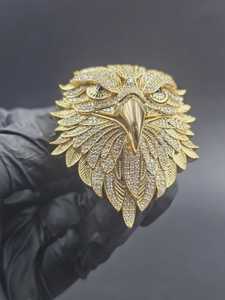 Pendentif Tête d'Aigle Personnalisé Hip Hop Luxe en Argent Sterling 925 Plaqué Rhodium avec Moissanite VVS pour Bijoux de Mode Masculine - Product Image 4