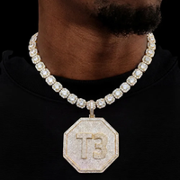 Collier personnalisé en moissanite avec pendentif lettre, breloque en argent, ton blanc, ton jaune, ton rose, accessoire de mode, bijoux de luxe, hip hop