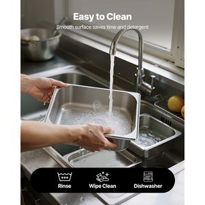 Set di 6 Vaschette per Buffet in Acciaio Inox, Misura 1/2, Profondità 4 Pollici, Antiaderenti, Attrezzatura Riutilizzabile per Hotel e Ristoranti - Product Image 3