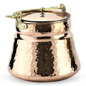 Récipient de stockage alimentaire de cuisine antique en cuivre martelé fait à la main, personnalisé avec des décorations de vaisselle en cuivre pur antique, boîte à provisions - Product Image 1