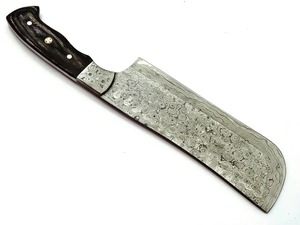Couteau à hacher ambidextre en acier Damas forgé, artisanal, écologique, style Viking, 6-7,9 pouces, manche en bois Pakka, qualité industrielle - Product Image 4
