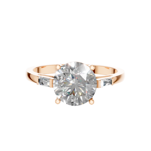 Anillo de Compromiso de Plata de Ley 925 con Tres Piedras, Moissanita de Corte Brillante en el Centro, Engaste de Garras con Baño de Rodio, OEM para Bodas - Product Image 3