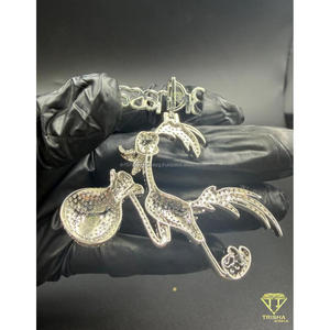 Collier pendentif Urban Fashion avec diamants de laboratoire VVS et argent sterling 925, bijoux streetwear - Product Image 6