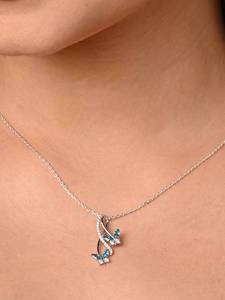 925 <b>Sterling</b> <b>Silver</b> Butterfly <b>Chain</b> Pendant <b>Women</b> Dainty Floral Engagement Wedding Party Gift Charm Necklace - Product Image 3