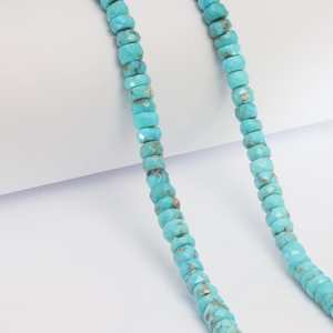 ลูกปัดเทอร์ควอยซ์สีน้ำเงินธรรมชาติทรงเหลี่ยมร้อยเป็นเส้น สำหรับทำเครื่องประดับ อุปกรณ์งานฝีมือ DIY - Product Image 1