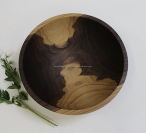 Bol en bois décoratif bol à fruits clé fait à la main forme ronde bol en bois pour la maison cuisine décor de l'inde - Product Image 2