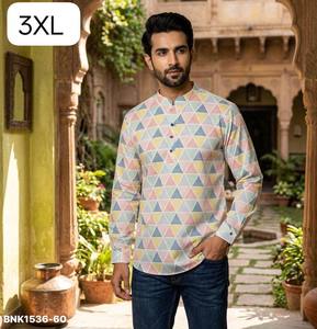 Colección de Kurta Corta para Hombre de Manga Larga con Diseño Estampado en Poliéster Rayón de Alta Calidad, Exportador Indio, Suministro al por Mayor - Product Image 4
