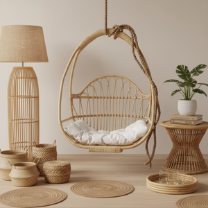 Outdoor Hanging Egg Chair Rattan Wicker Swing Chair with Cushion Garden Patio Balcony Bedroom Furniture Rustic Design Durable - Product Image 2