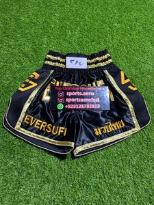 Pantalones Cortos de Muay Thai para Hombre de Alta Calidad, Transpirables, para Artes Marciales, Color Negro, para Entrenamiento - Product Image 5