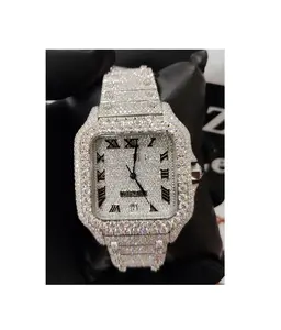 印度供应商手表出售的高需求40毫米VVS透明硅石钻石手表豪华手表
