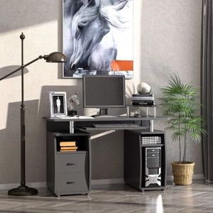 Scrivania da Gaming/PC per Ufficio dal Design Moderno e Semplice con Libreria Estensibile per Home Office (MDF Nero e Metallo) - Product Image 1