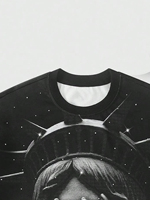 T-shirt Streetwear Homme Personnalisé Coupe Ample Coton Premium Motif Graphique 300 GSM Col Polaire Manches Courtes Sérigraphié