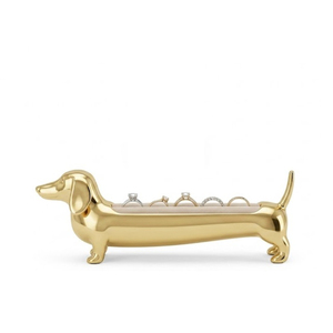 Soporte de Anillos de Metal Dorado al por Mayor, Organizador de Joyas Acolchado de Terciopelo, Bandeja de Joyería con Forma de Perro para Decoración de Escritorio de Minoristas - Product Image 5
