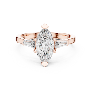 Bague de fiançailles Art Déco Vinson Project avec moissanite brillante de laboratoire de forme marquise et côtés uniques en acier inoxydable - Product Image 1