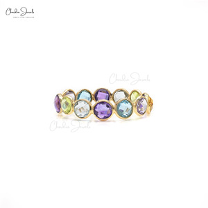 Offre Exceptionnelle : Bague Éternité Multi-Pierres 2,73 carats en Or Jaune Massif 14 carats avec Pierres Précieuses Naturelles Colorées – Bague de Mariage Empilable - Product Image 5