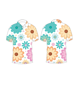 เสื้อโปโลพิมพ์ลายดอกไม้สไตล์เรโทรสีขาวสำหรับผู้ชาย แขนสั้นลำลอง แฟชั่นฤดูร้อน เสื้อกอล์ฟ - Product Image 6