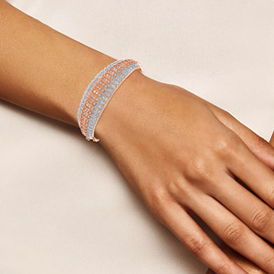 Elegant 14K Rose Gold and Lab Grown Diamond Triple-Row Women's <b>Bangle</b> <b>Bracelet</b> - Product Image 3