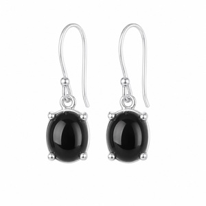 Pendientes Colgantes de Plata de Ley 925 con Ónix Negro Natural, Joyería de Moda Hecha a Mano, Regalo para Ella - Product Image 1