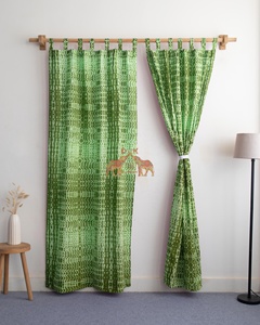 Cortinas de Algodón de Alta Calidad con Estampado Tie Dye Verde, Paneles de Algodón que Filtran la Luz para Sala de Estar, Cocina y Ventanas - Product Image 2