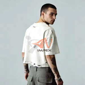 T-shirt court décontracté pour homme, respirant, coupe oversize, séchage rapide, effet vintage délavé, style boxy, vente en gros 2026 - Product Image 3