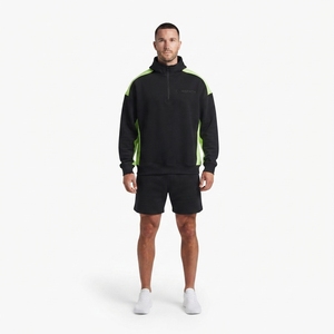 Sweat-shirt de sport oversize à col zippé, poids lourd, haute performance, color block Volt, streetwear, personnalisable OEM - Product Image 1