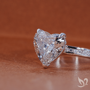 3 carat heart cut lab grown diamond IGI certified 10k white gold slim channel pave band <b>statement</b> <b>ring</b> - Product Image 2