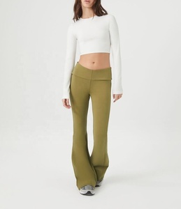 Ropa deportiva personalizada con etiqueta privada Flare Nylon Spandex Push up Control de barriga pantalón cintura elástica Yoga Leggings Fitness para mujeres - Product Image 2