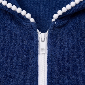 Robe de bain à capuche 100 % polyester pour filles, sans manches, fermeture éclair frontale, séchage rapide, mini, mignonne, pour la plage et la piscine, avec logo personnalisé - Product Image 6