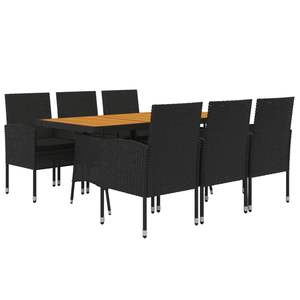 Conjunto de Comedor para Exterior de Madera de Acacia Sólida con Ratán PE Negro y Acero - Product Image 3