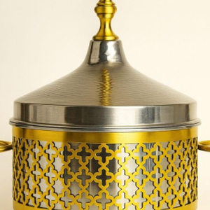 Luxury Gold Chafing Dish Premium Laser-Cut Design With <b>Chrome</b> Hammered Lid High Quality Metallic Finish For Elegant Dining - Product Image 5