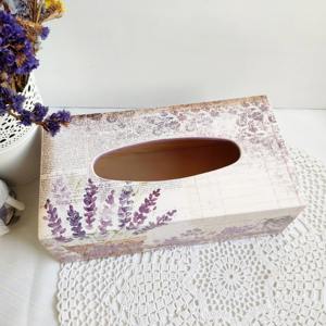 Boîte à mouchoirs en bois imprimée style Shabby Chic, boîte à mouchoirs en bois imprimée style Ferme pour décoration vieillie, support de boîte à mouchoirs en gros - Product Image 3