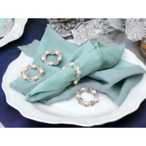 Anneaux de serviette perlés en cristal, supports de serviette en pierre transparente, décoration élégante pour table de salle à manger, accessoire pour mariage, fête, Noël - Product Image 3