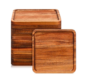 Plato de madera para servir pasteles y postres, cuadrado, 7 piezas, moderno, para uso en la cena. - Product Image 2