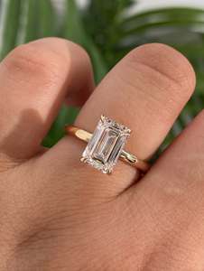 <b>Emerald</b> Cut Moissanite Luxury Engagement <b>Ring</b> S925 Rose Gold Plated Prong Setting IGI Certified Classic Women's Fine Jewelry - Product Image 1