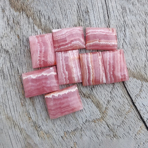 Cabochon en rhodochrosite naturelle, forme rectangulaire, dos plat, pierre précieuse calibrée - Product Image 4