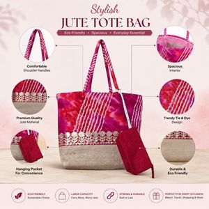 Custom Jute Beach Tote <b>Bag</b> with Hanging Pocket | Eco Friendly Large Capacity Summer Shoulder <b>Bag</b> Shopping Travel Vacation Tote - Product Image 6