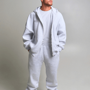 Factory Made Men Oversize Zipper <b>Hoodie</b> Cotton Terry Fabric Relaxed Fit Drop Shoulder Casual Wear <b>Full</b> <b>Zip</b> <b>Hoodie</b> With Pockets - Product Image 4