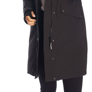 Hooded Long <b>Winter</b> <b>Coat</b> With Fur Trim <b>Waterproof</b> Casual Puffer Jacket Zipper Closure Solid Color Thick Polyester Outerwear - Product Image 5