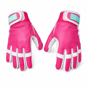 Guantes de bateo de béisbol de cuero de vaca genuino de alta calidad en Color verde fluorescente Diseño de puño corto Guantes de Venta caliente - Product Image 2