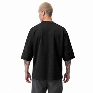 Camiseta de Baloncesto Negra con Cuello en V para Hombre, Manga Tres Cuartos, Malla Transpirable, 100% Poliéster, Corte Holgado, Ropa para Adultos - Product Image 2
