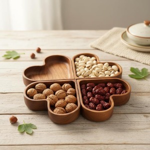 Plateau en bois en forme de fleur, parfait pour servir des salades, des fruits, des collations, élégant plateau en bois, idéal pour un panier-cadeau, fabriqué en Inde. - Product Image 3